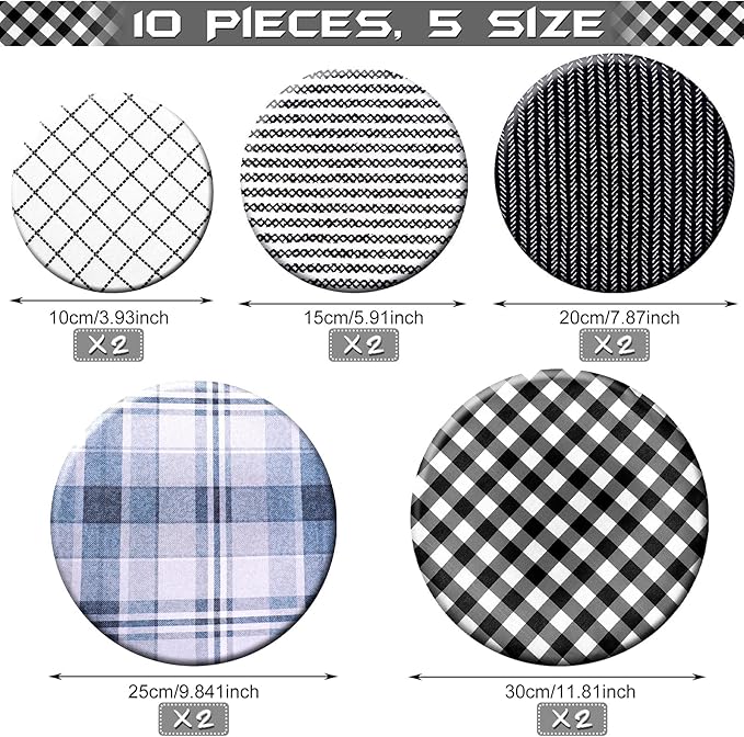 Patelai 10 Pcs Bowl Covers Reusable in 5 Size Stretch Cloth Fabric Elastic Food - Image 2