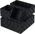 Posprica Small Black Baskets Cube Bin Container Tote, Woven Storage Baskets by Posprica