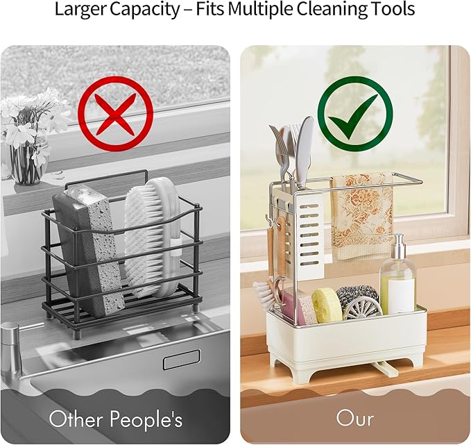 MOUKABAL Sponge Holder for Kitchen Sink, 2-Tier Sink Caddy Organizer - Image 5
