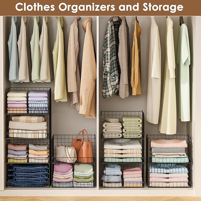 Yociyoga 4-Tier Stackable Closet Organizers and Storage Shelves, Foldable - Image 9
