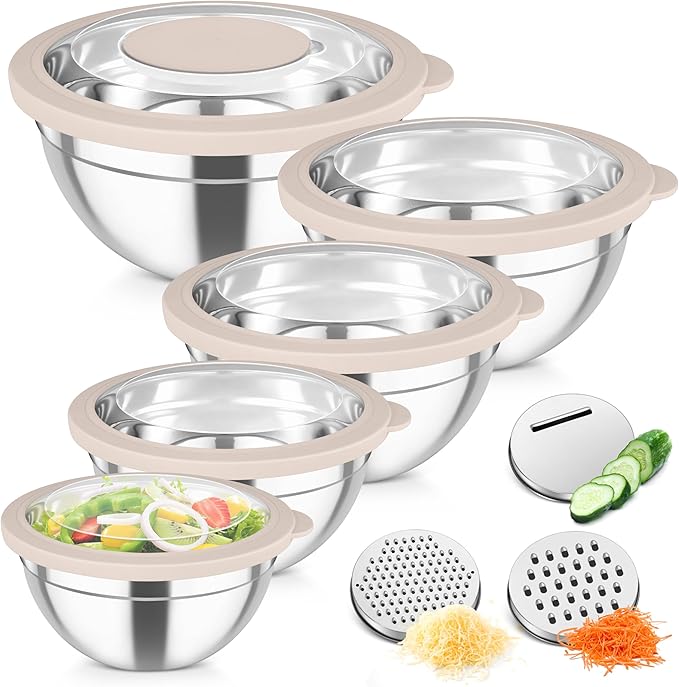 TeamFar Mixing Bowls, Stainless Steel Salad Serving Bowl by TeamFar