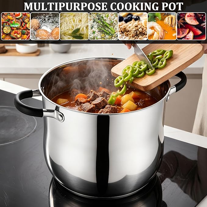 E-far 12 Quart Stock Pot, Stainless Steel Pot - Image 8