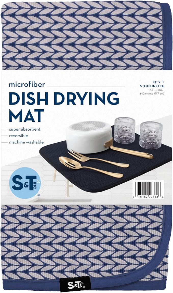 S&T INC. Dish Drying Mat, 16” x 18”, Absorbent Microfiber Kitchen Counter Mat - Image 8