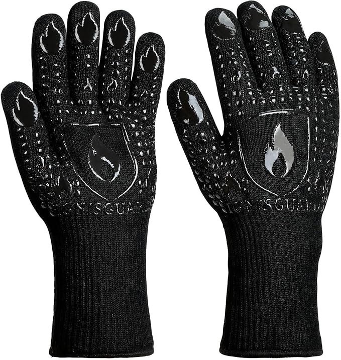 BBQ & Grill Gloves, Oven Gloves, 1472°F Silicone Oven Mitts Heat Resistant by IGNISGUARD