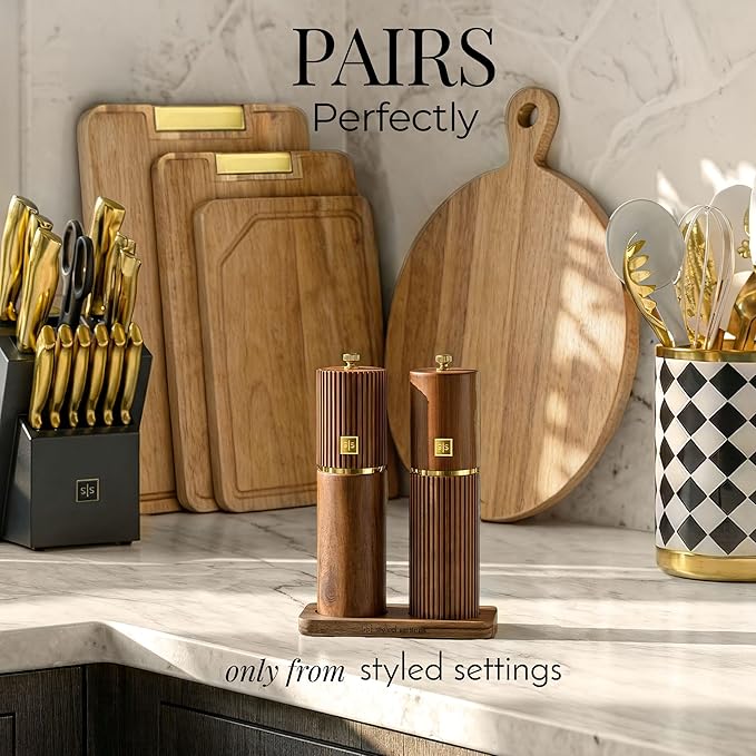 Wooden Salt and Pepper Grinder Set – Refillable Manual Salt and Pepper Mills - Image 3