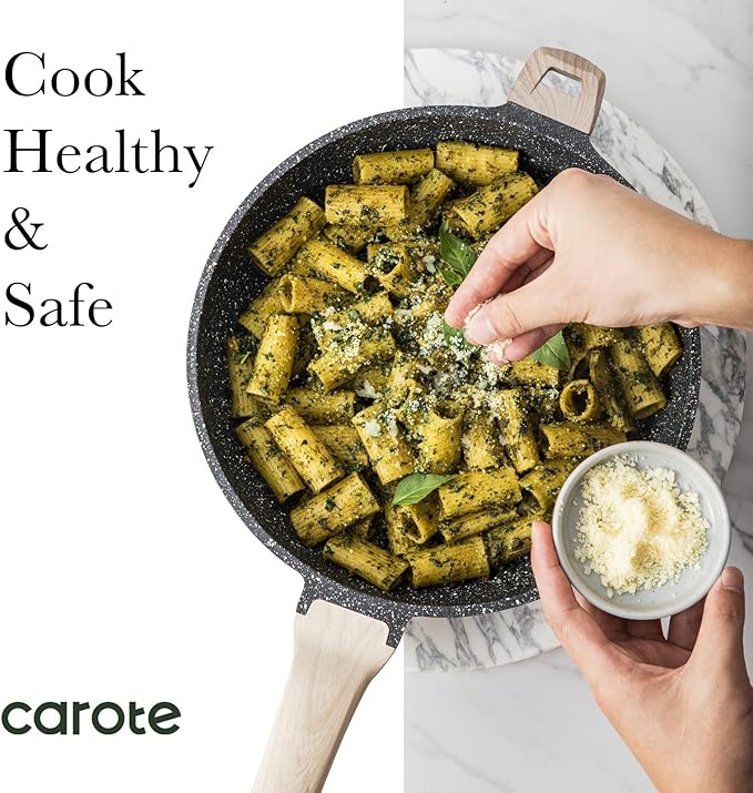 CAROTE 12.5 inch Nonstick Frying Pan Skillet, Non Stick Granite Fry Pan Egg Pan - Image 3