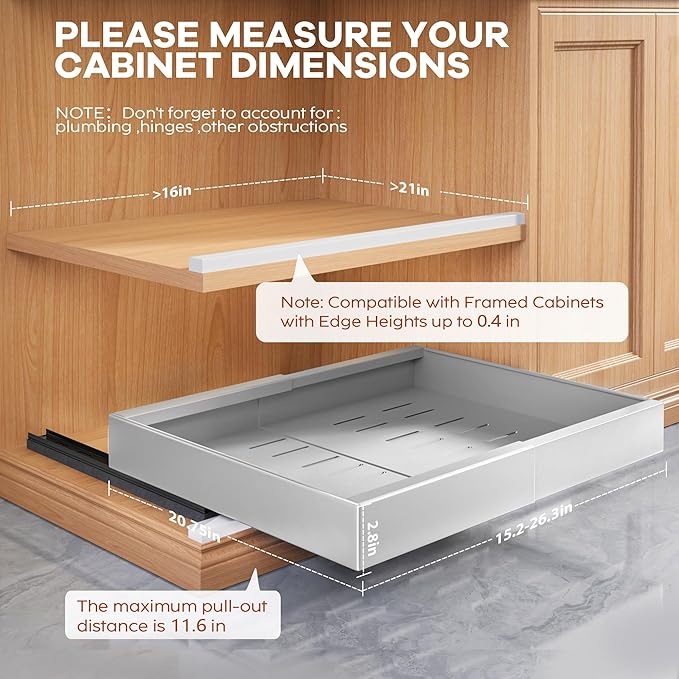 Seinloes 2 Pack Expandable Width Pull Out Cabinet Organizer 21" Deep - Image 2