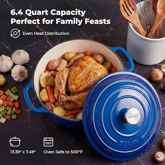 Zulay Kitchen 6 Quart Enameled Cast Iron Dutch Oven Pot - Image 6