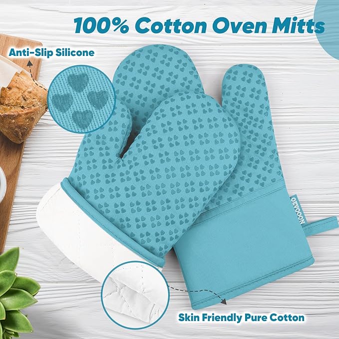 Oven Mitts and Pot Holders 4 Sets, Heat Resistant 500 ℉ Oven Mitt and Pot Holder - Image 3