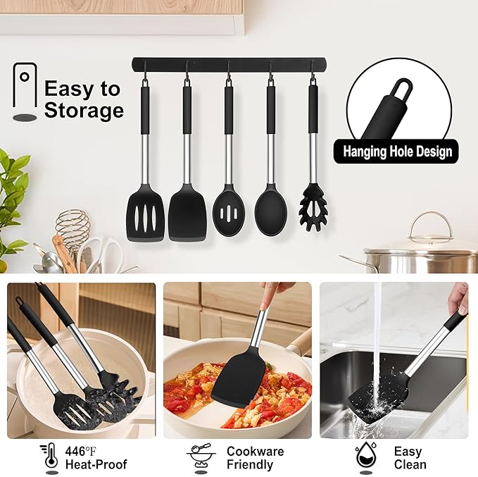 TeamFar Cooking Utensils Set, for Nonstick Cookware Flipping Frying Turning - Image 6