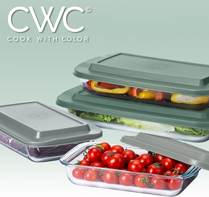 COOK WITH COLOR 8-Piece Deep Glass Baking Dish Set with Plastic Lids – - Image 9