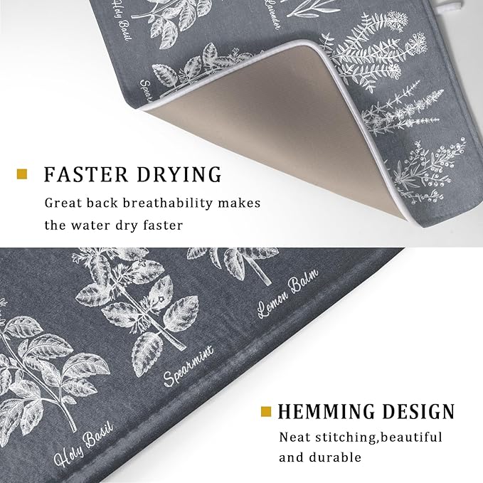 Flower Herbs Dish Drying Mat Wild Plant Dish Rack Mat - Image 3