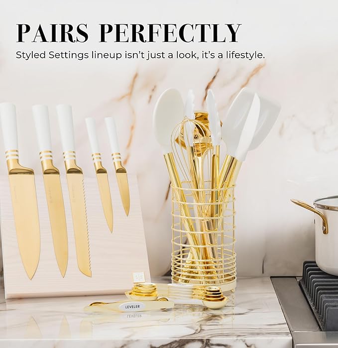 White and Gold Magnetic Measuring Spoons – Stainless Steel Double Sided - Image 9