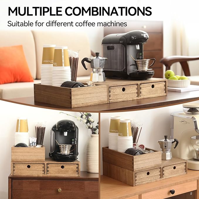 KIRIGEN Wooden Coffee Station Organizer 2-Piece Set - Image 6