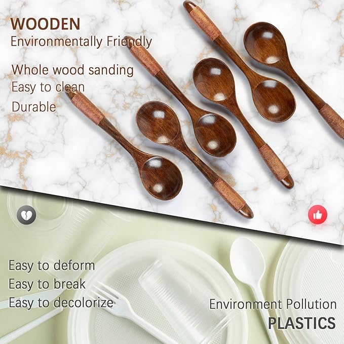 6 PCS Wooden Spoons for Honey, 6.7 inch Small Wooden Spoons - Image 6