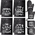 Leinuosen 8 Pcs Kitchen Towels and Oven Mitts Sets Pot Holders Dishcloths Set by Leinuosen