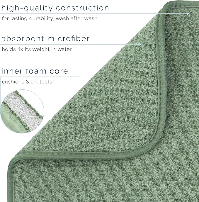 S&T INC. Dish Drying Mat, 16” x 18”, Absorbent Microfiber Kitchen Counter Mat - Image 3