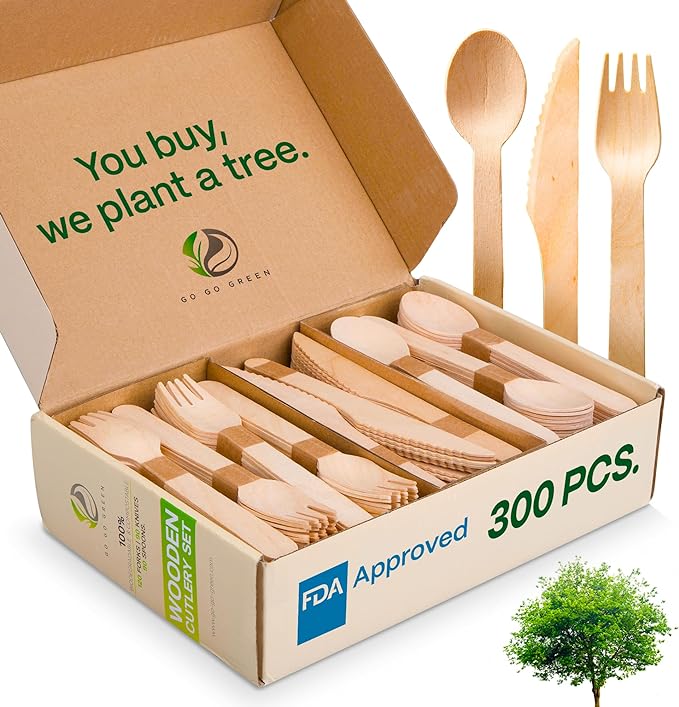 100% Compostable Cutlery Set by GO+GO+GREEN