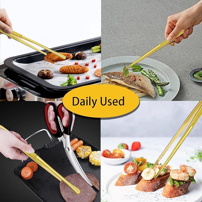 JETKONG 2 Pcs 12-Inch Cooking Tweezers Stainless Steel Food Tweezers Kitchen - Image 5