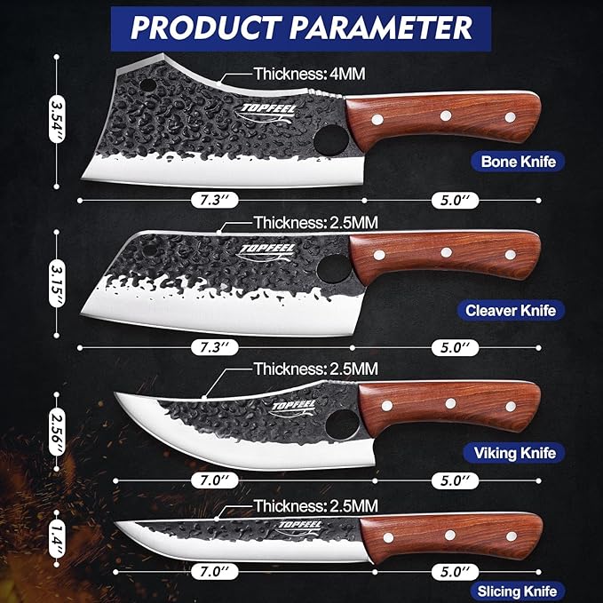 Topfeel 4PCS Meat Cleaver Set -Heavy Duty Bone Chopper & Meat Cleaver & Viking - Image 6