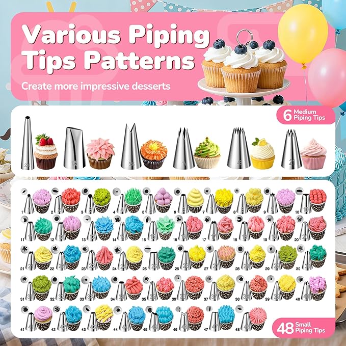 Cake Decorating Tools Supplies Kit: 164pcs Baking Accessories, Dessert Piping - Image 3