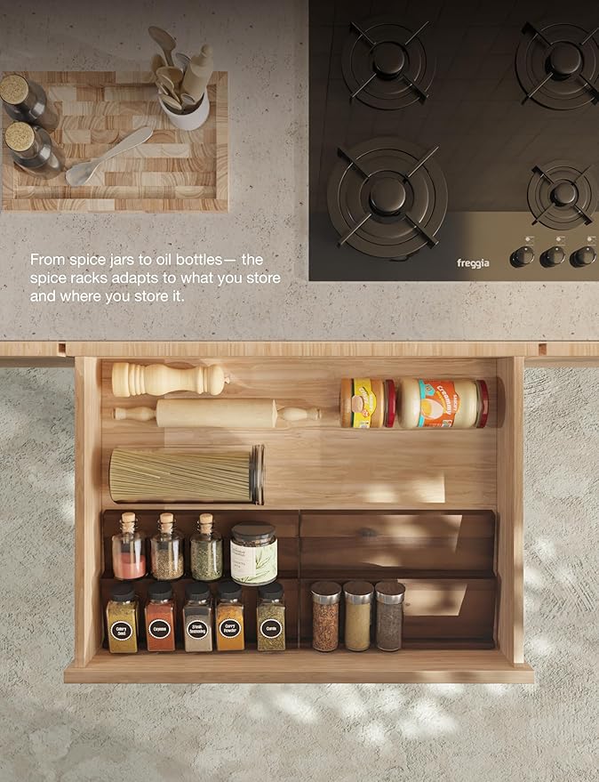 Tinamo Acacia Wooden Spice Rack Organizer - Image 7
