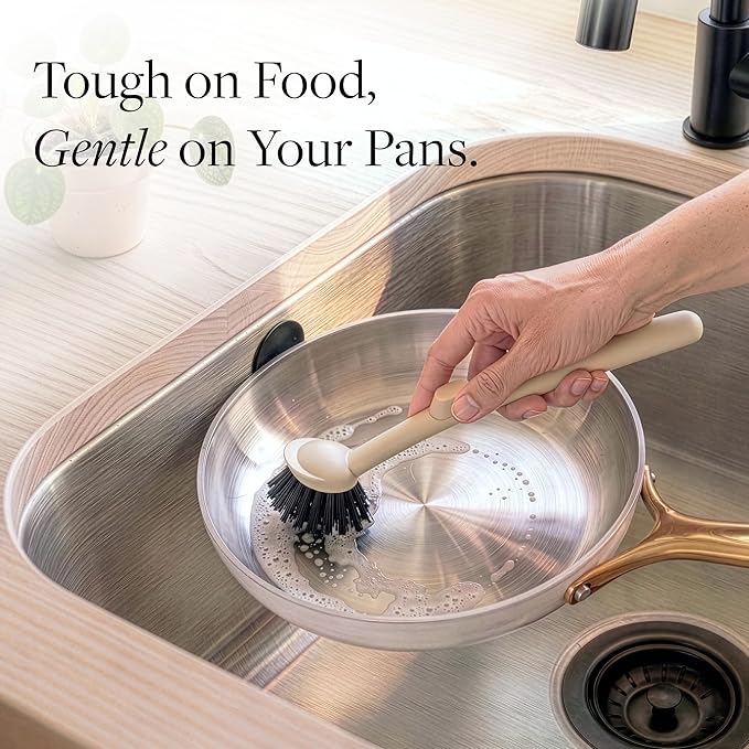 Earth & Mango Magnetic Dish Brush & Scraper, Snaps to Sink, Non-Scratch - Image 4