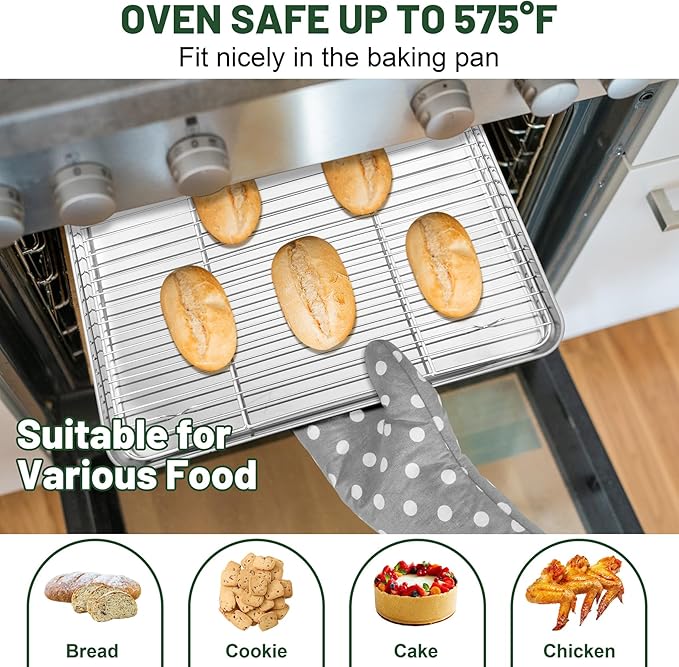 TeamFar Cooling Rack, 15.3” x 11.1” Stainless Steel Wire Baking Rack - Image 4