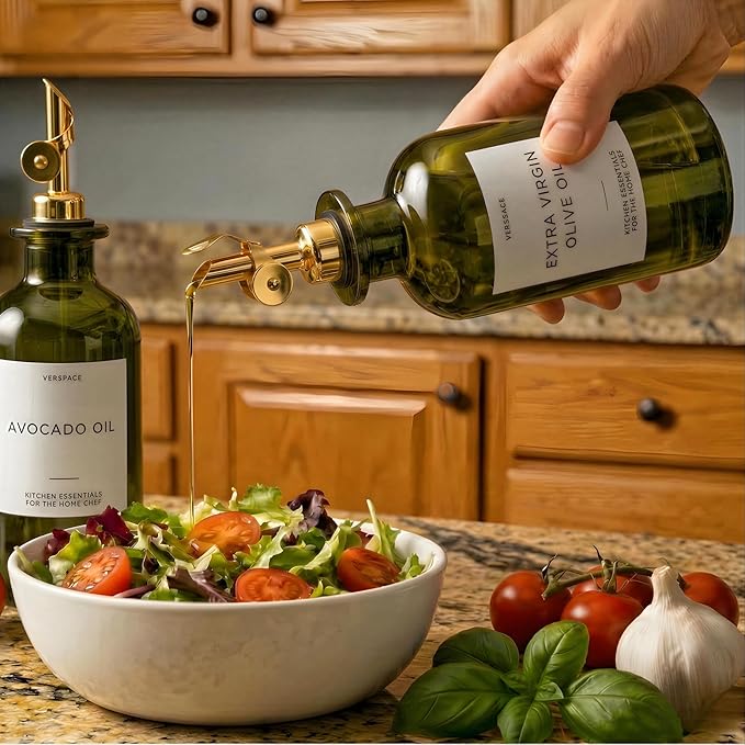 Verspace UV-Protected Green Glass Olive Oil Dispenser Bottles - Image 5
