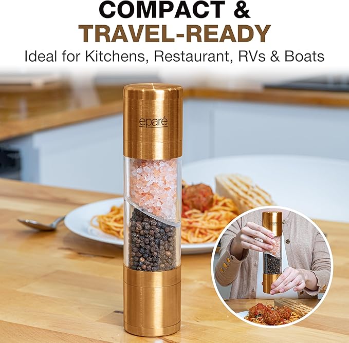 Eparé 2 in 1 Gold Salt and Pepper Grinder Combo - Image 3