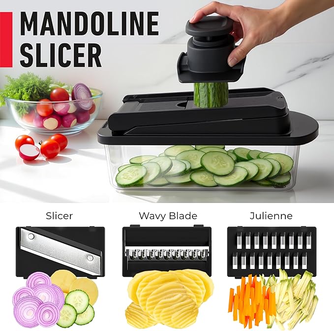 Mueller Pro-Series 10-in-1, 8 Blade Vegetable Chopper, Mandoline Slicer - Image 6