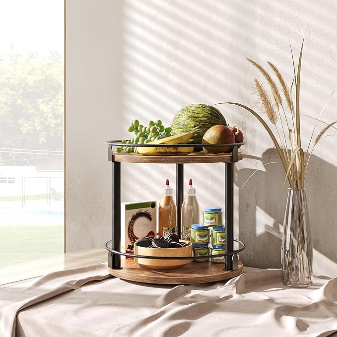 YATINEY Lazy Susan Organizer, Rotating Spice Rack, 2 Tier Spice Turntable - Image 8
