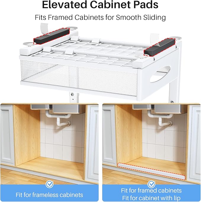 Under Sink Organizer, 2 Pack 2 Tier Pull Out Under Cabinet Organizer Shelf - Image 3