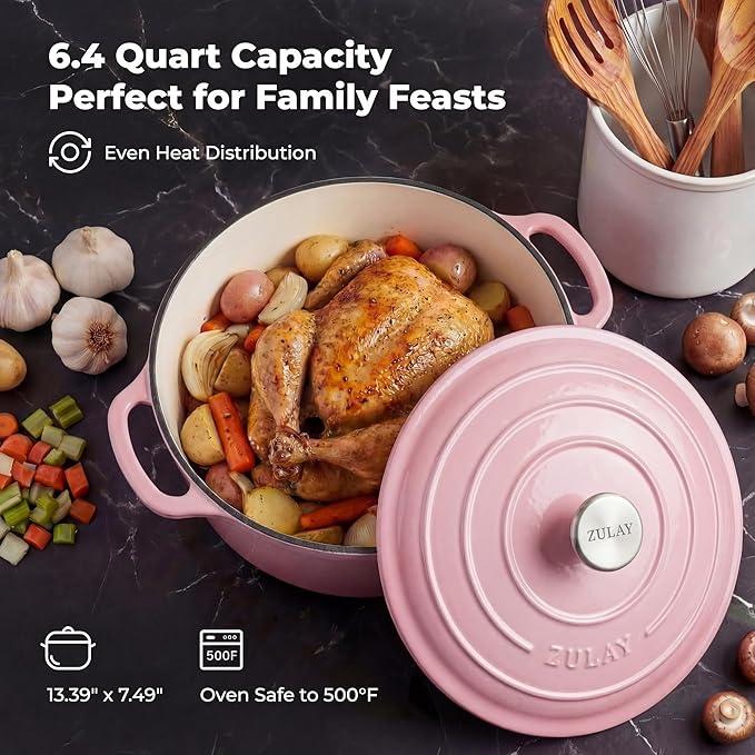 Zulay Kitchen 7.7 Quart Enameled Cast Iron Dutch Oven Pot - Image 6