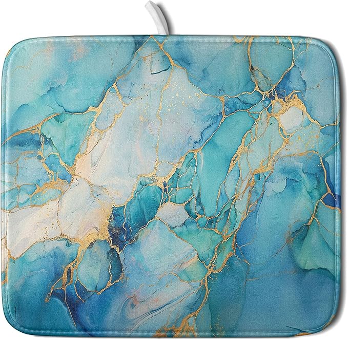 Marble Print Dish Drying Mat for Kitchen Counter by Anyako
