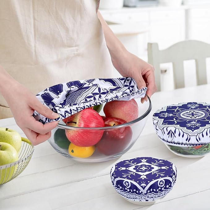 5 Pieces Bowl Covers Reusable, 5 Size Elastic Cloth Bowl Covers - Image 3