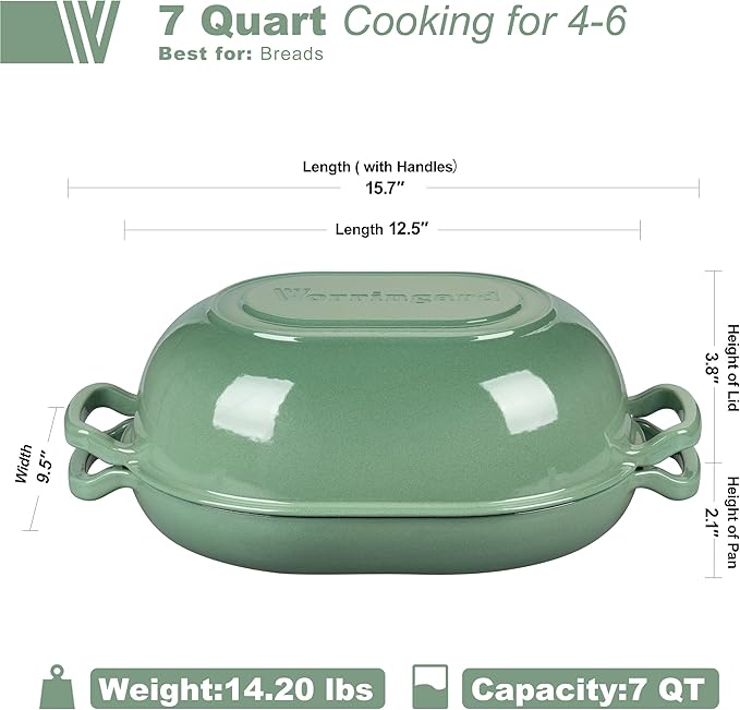 VORRINGARD Enameled Cast Iron Sourdough Bread Oven, Dutch Oven, Loaf Cast Iron - Image 2