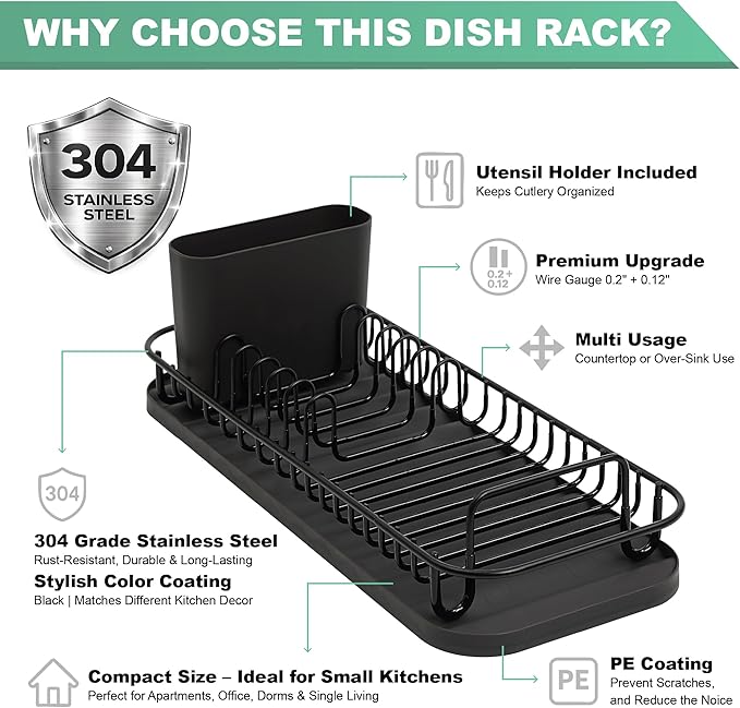 SunnyPoint 304 Stainless Steel NeverRust Compact Dish Drying Rack - Image 5
