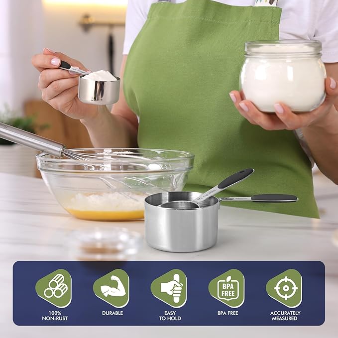HOTEC 10-PACK Measuring Cups and Spoons Set, Kitchen Gadagets Cooking Baking - Image 3