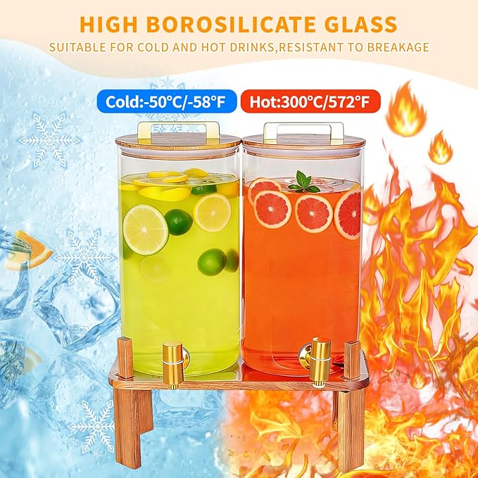 2 PACK 1.5 Gallon Glass Beverage Dispenser - Image 3