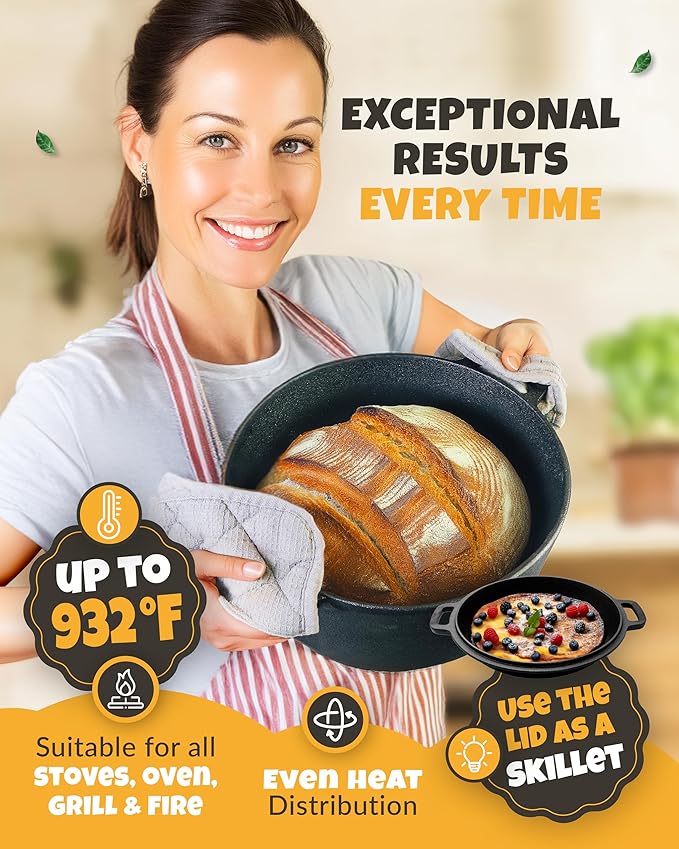 CRUSTLOVE Cast Iron Dutch Oven for Bread Baking - Image 6
