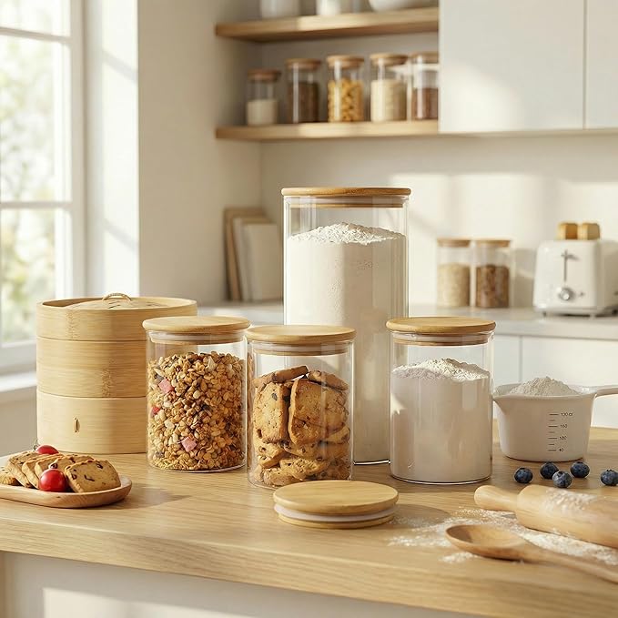 HomArtist Extra Large Glass Flour and Sugar Storage Containers - Image 6