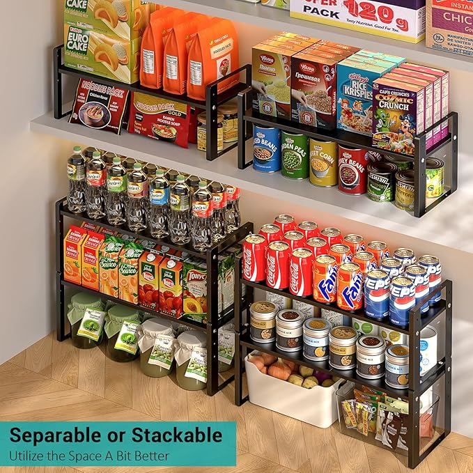 2 Pack Expandable Cabinet Organizer Shelves, 88lbs High Weight Capacity - Image 4