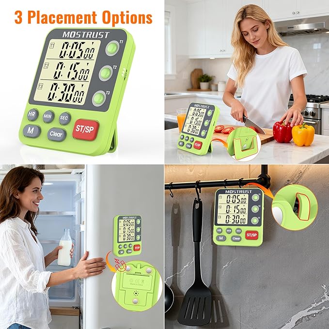 Digital Dual Kitchen Timer, 3 Channels Countdown Triple Timer - Image 6
