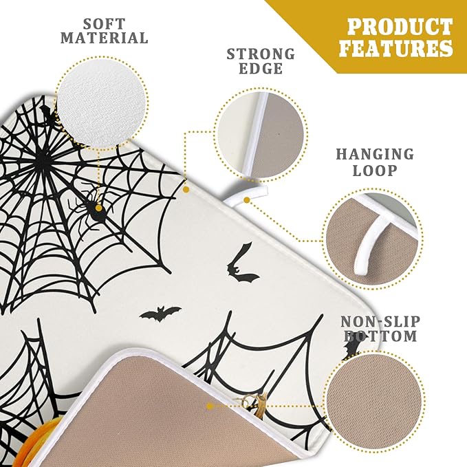 Giwawa Happy Halloween Dish Drying Mat 16"x18" Spooky Colorful Pumpkins - Image 4