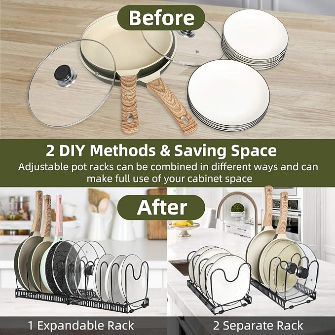 ROOHUA Pot Rack -Expandable Pan Organizer - Image 2