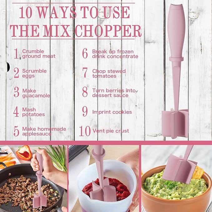 Meat Chopper, 5 Curve Blades Ground Beef Masher, Heat Resistant Meat Masher Tool - Image 3