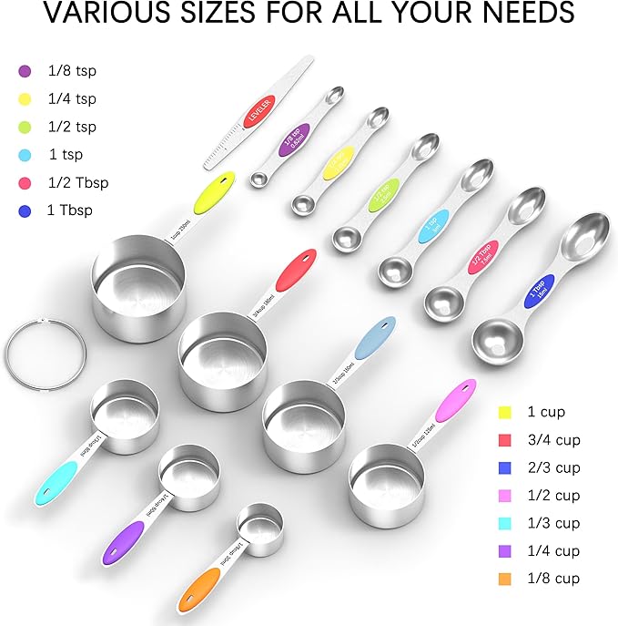 Magnetic Measuring Spoons Set and Measuring Cups Heavy Duty Stainless Steel - Image 2