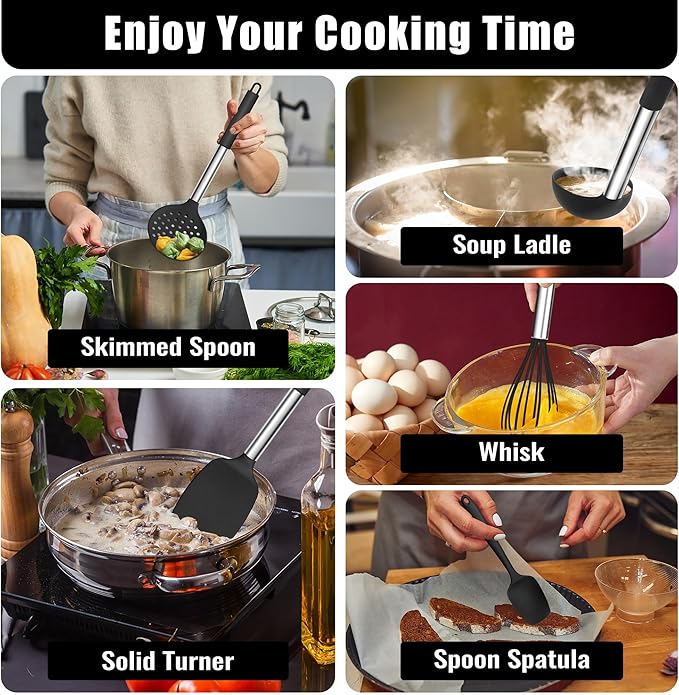 E-far 14 Pieces Silicone Cooking Utensils Set, Kitchen Utensils Set - Image 5