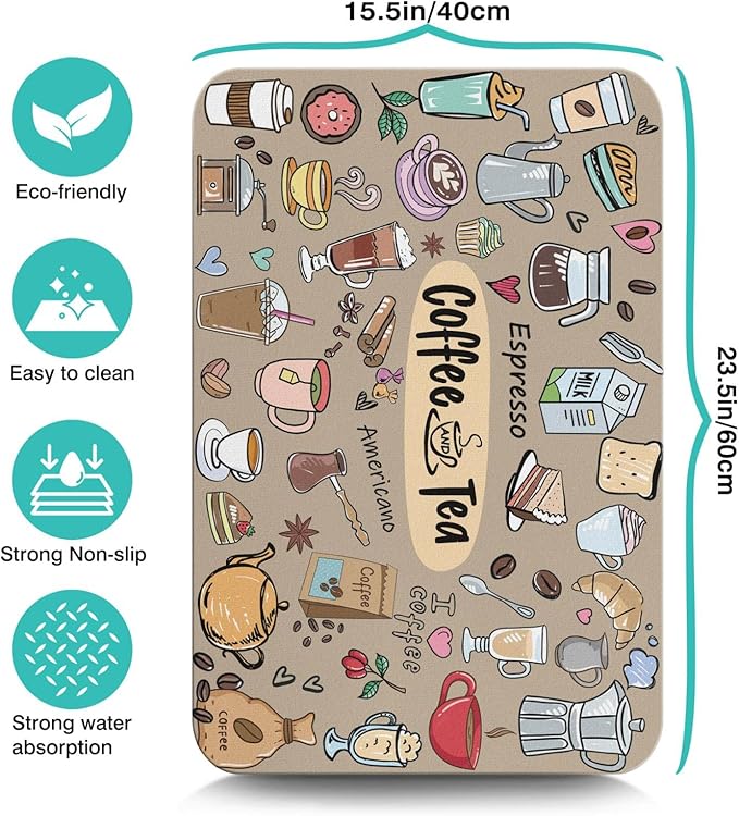 Coffee Bar Mat Accessories for Countertop Super Absorbent Anti-Slip Silicone - Image 5